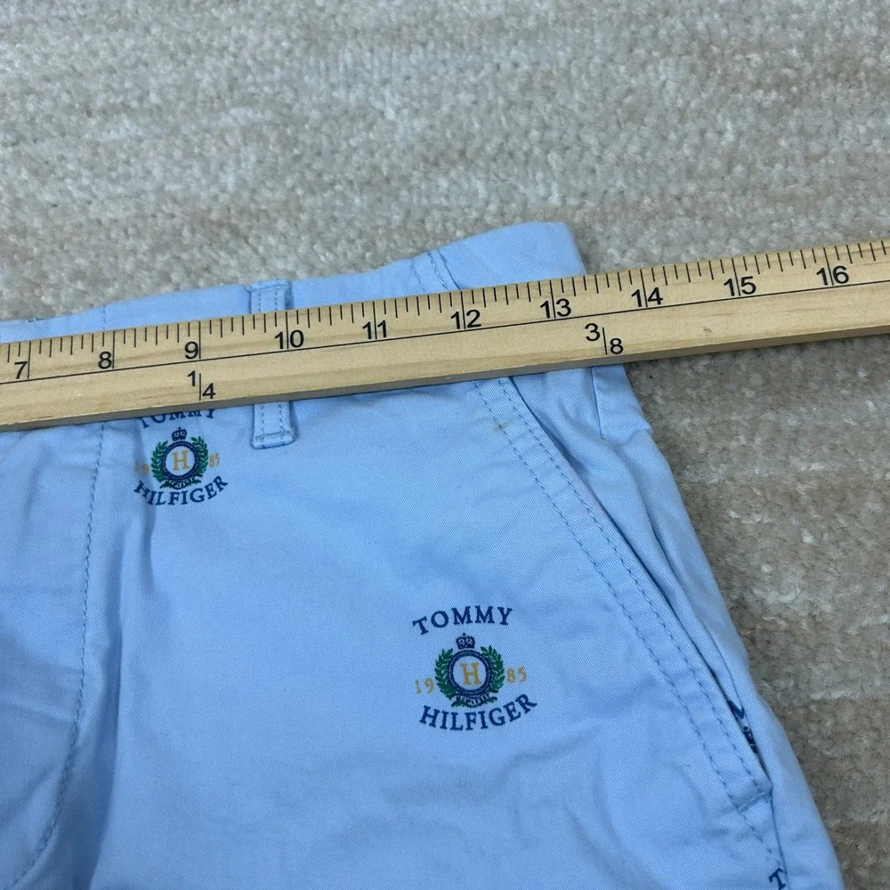Tommy Hilfiger Womens Preppy Old Money Logo Embroidered Chino Shorts Blue 00